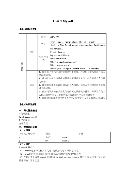 小学英语精讲精析 Myself