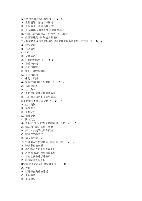 2016年护理资格考点：休克代偿期的临床表现重点