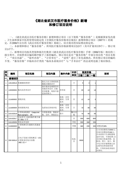 《湖北省武汉市医疗服务价格》2014