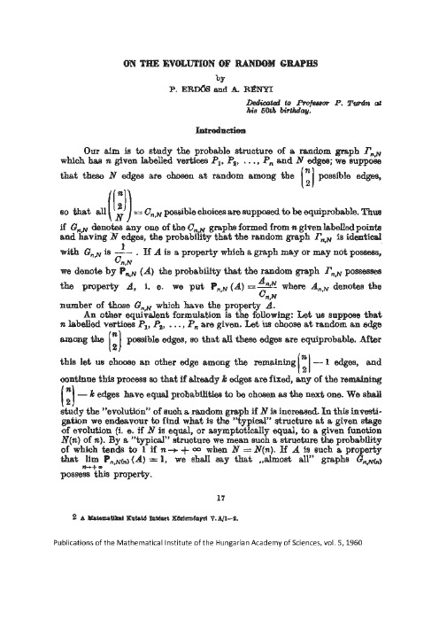 on the evolution of random graphs