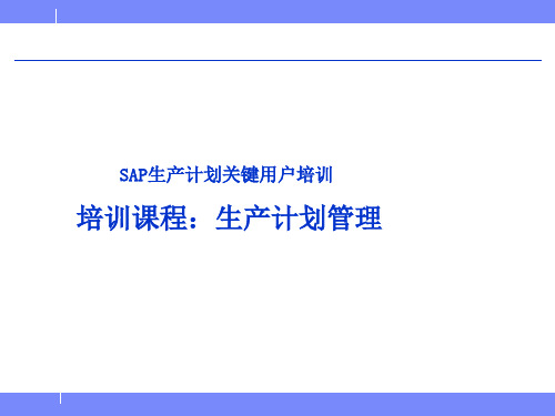 SAP生产计划关键用户培训