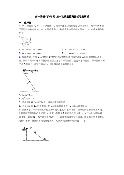 高一物理(下)学期 第一次质量检测测试卷及解析