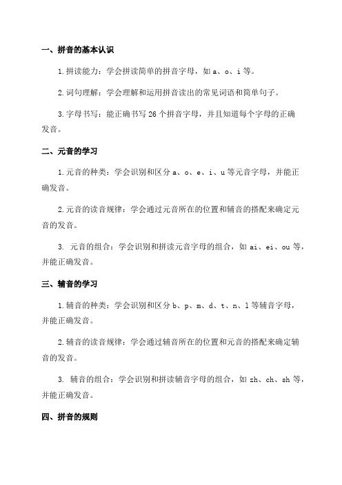 小学一年级语文拼音学习要点