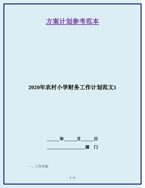 2020年农村小学财务工作计划范文1