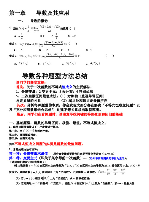 导数各类题型方法总结(绝对经典)