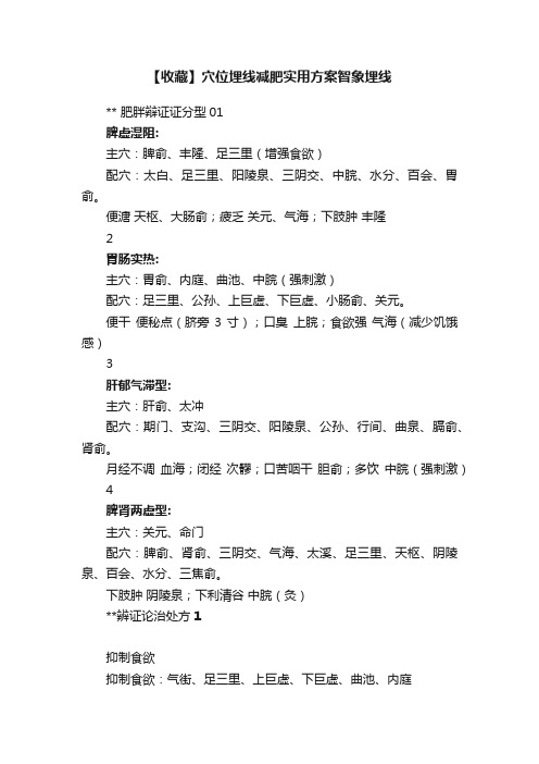 【收藏】穴位埋线减肥实用方案智象埋线