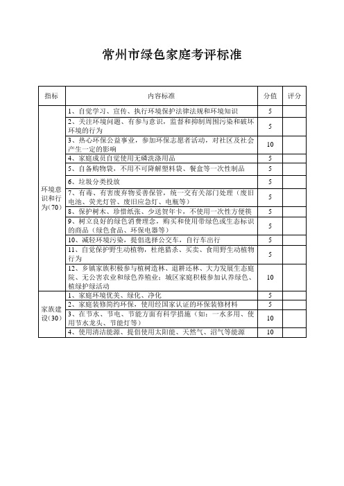 常州市绿色家庭考评标准