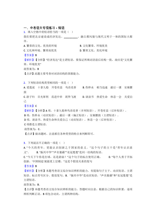 新部编人教版中考 语文 短语及答案(1)