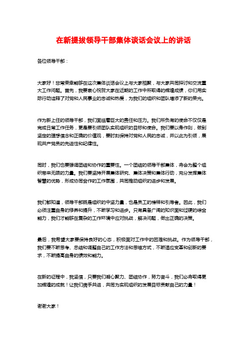 在新提拔领导干部集体谈话会议上的讲话