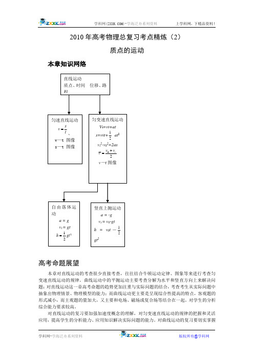 2011年高考物理总复习考点精炼(02)质点的运动