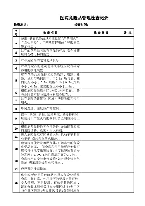 医院危险品管理检查记录