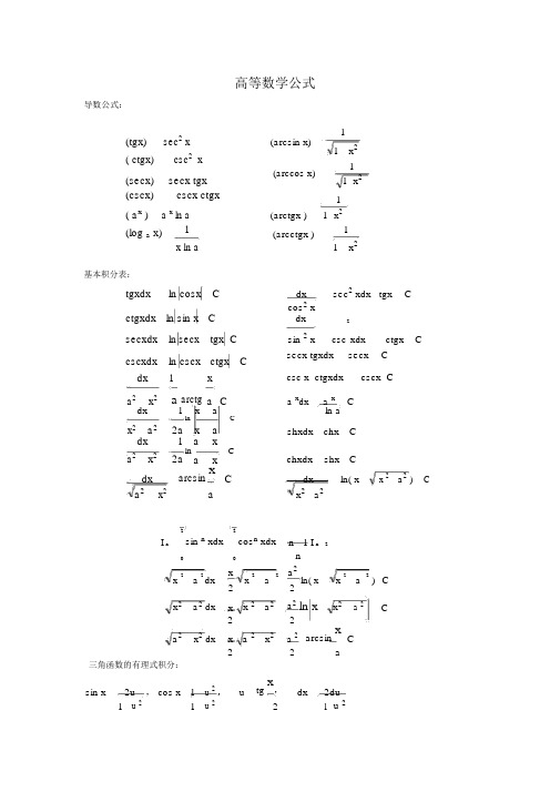 (完整版)高等数学公式大全及常见函数图像.doc