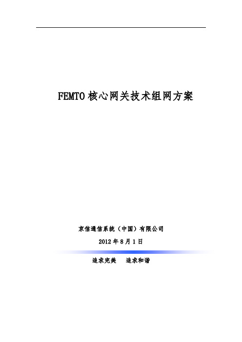 FEMTO核心网关技术组网方案