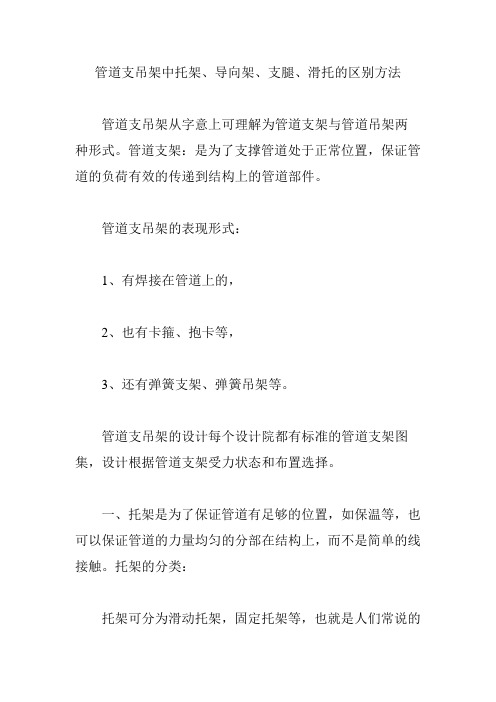 管道支吊架中托架、导向架、支腿、滑托的区别方法