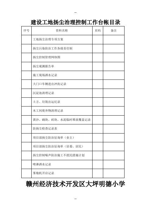 扬尘污染控制工作台帐采用版含方案