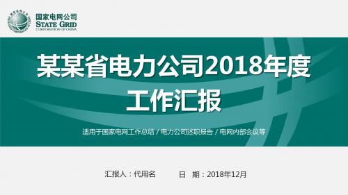 简约大气国家电网电力公司工作汇报PPT