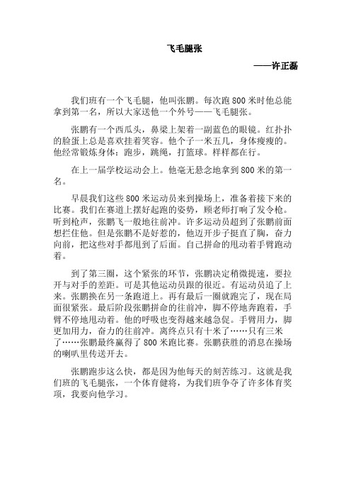 作文《飞毛腿张》550字