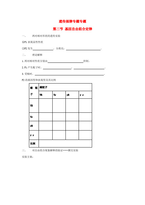 高考生物专题复习 3基因自由组合定律学案-人教版高三全册生物学案