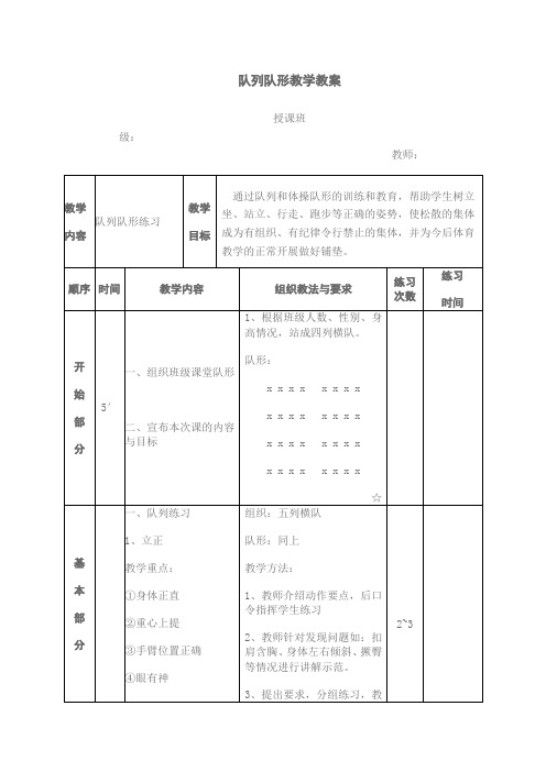 队列队形训练教学教案