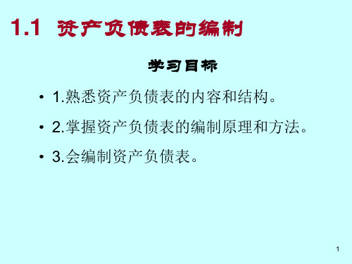 任务11 资产负债表的编制PPT课件