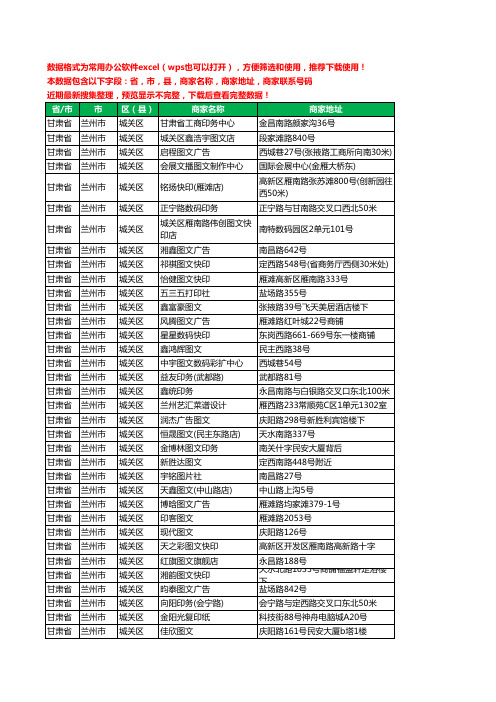 2020新版甘肃省兰州市城关区复印工商企业公司商家名录名单黄页联系电话号码地址大全349家