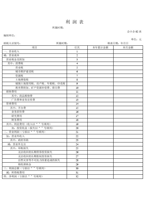 利润表(最新版)