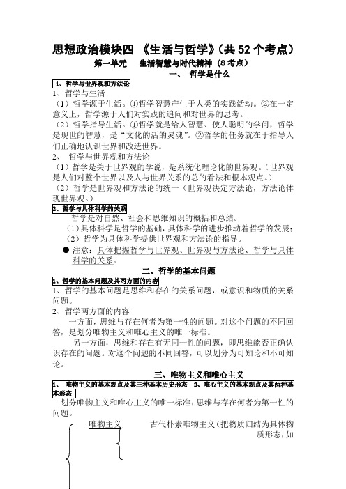 2020届高考政治必考考点详析：《生活与哲学》部分(共52个考点)