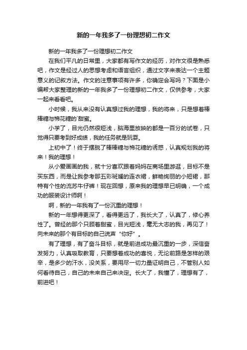 新的一年我多了一份理想初二作文