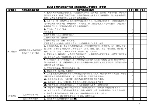 1、等级医院评审药品质量与安全临床科室检查表