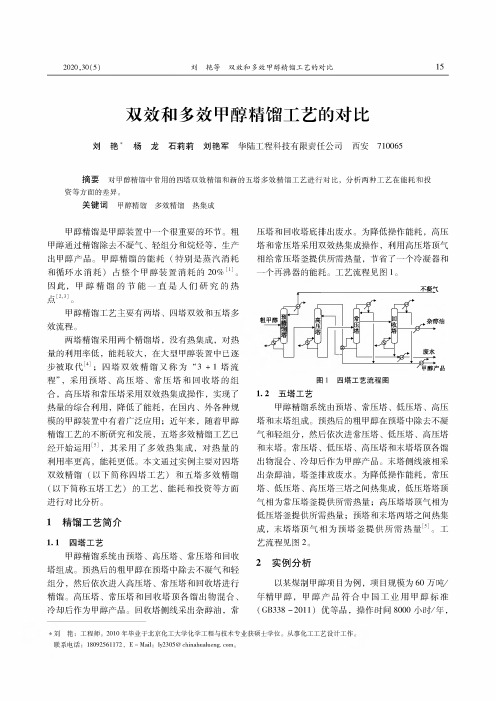 双效和多效甲醇精馏工艺的对比