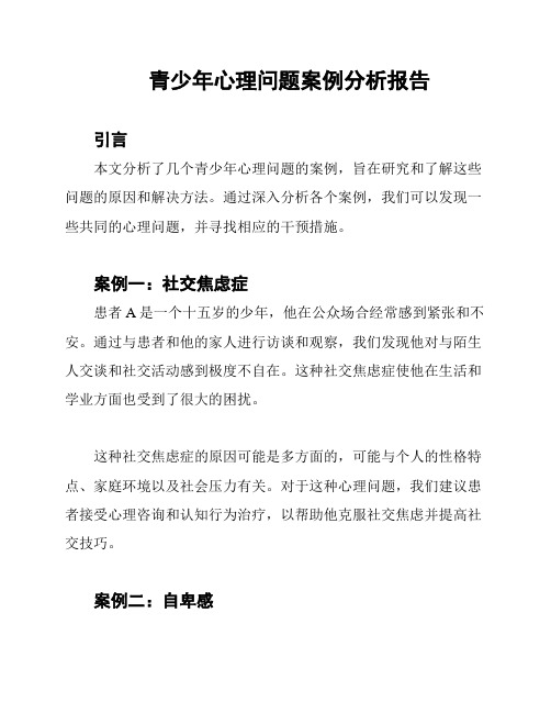 青少年心理问题案例分析报告