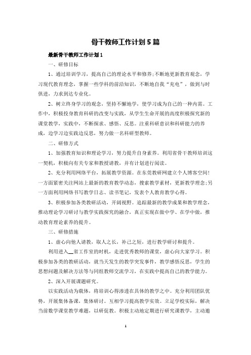 骨干教师工作计划5篇