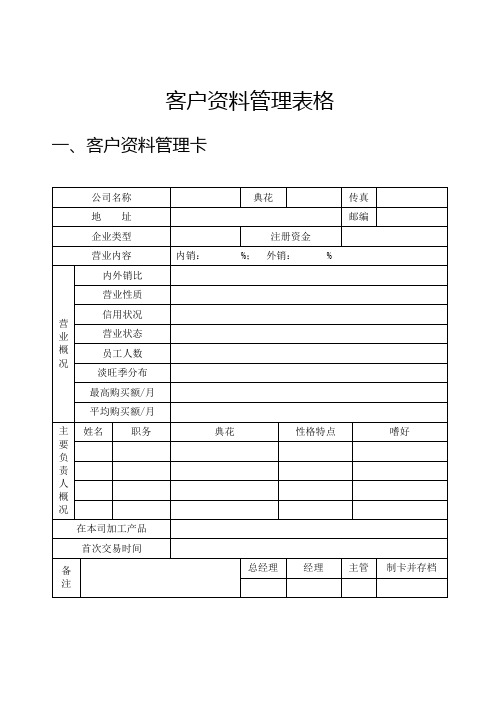 客户资料管理全套表格