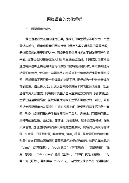 网络语言的文化解析