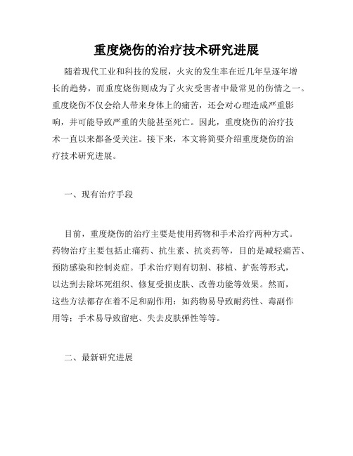 重度烧伤的治疗技术研究进展