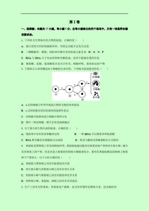 吉林省实验中学2018届高三第五次模拟考试 生物 含答案