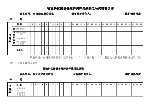 检验科仪器设备维护保养记录表