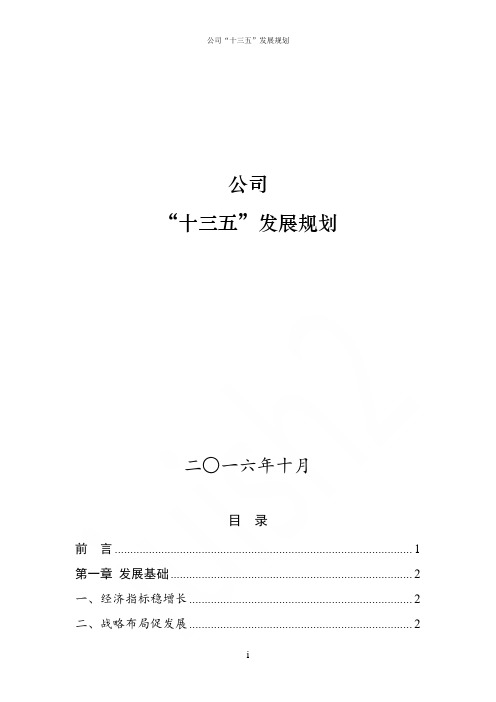 公司“十三五”发展规划