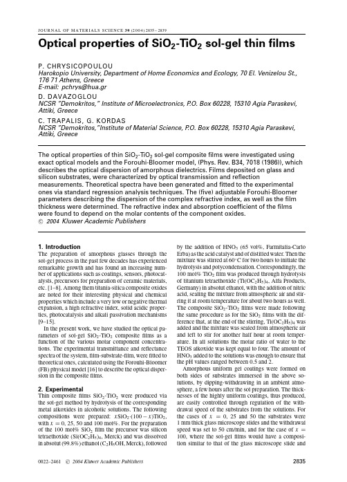 Optical properties of SiO2-TiO2 sol-gel thin films