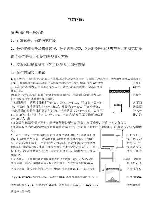 气缸类气体计算问题——最齐全