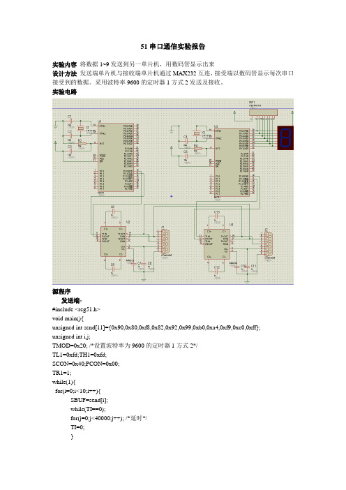 51串口通信实验报告