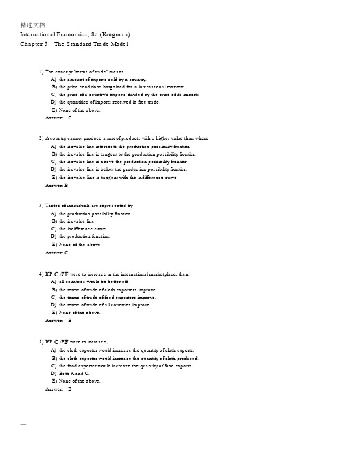 国际经济学英文版上册(第八版)章节练习第五章