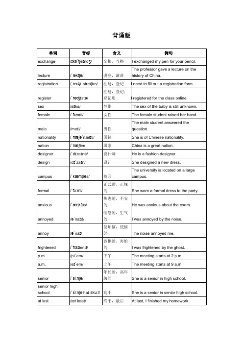 Welcome+Unit+生词背诵默写+表达应用检测--高中英语人教版(2019)必修第一册