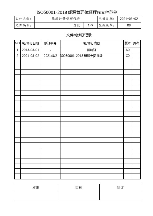 ISO50001-2018能源计量管理程序