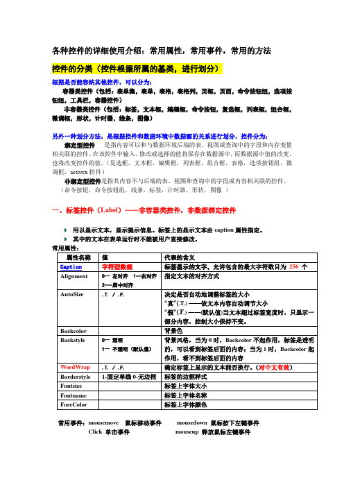 各种控件的详细使用介绍