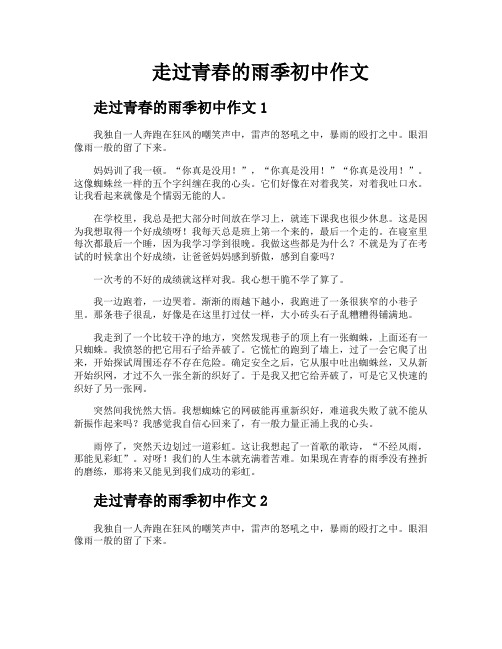 走过青春的雨季初中作文