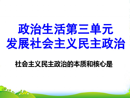 高中政治 第三单元《发展社会主义民主政治》课件 新人教必修2