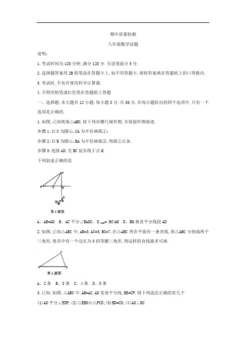 北师大八年级下期中考试数学试题含答案