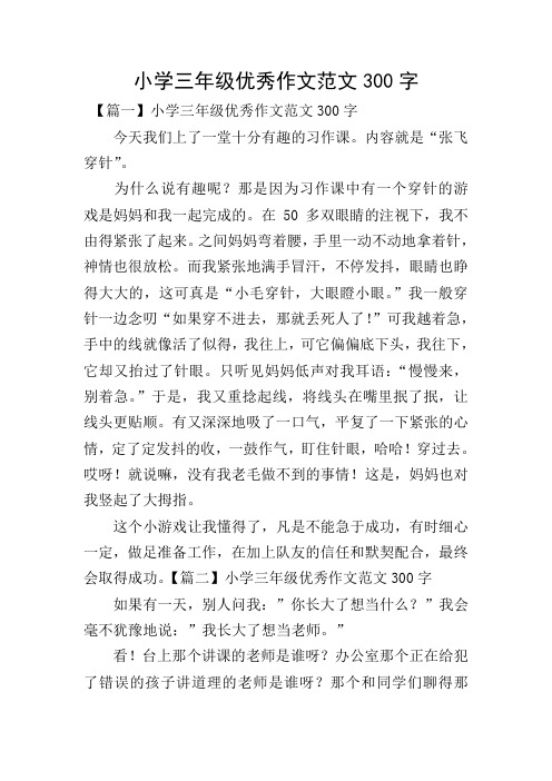 小学三年级优秀作文范文300字