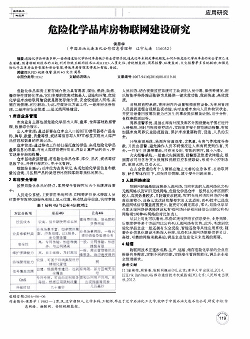 危险化学品库房物联网建设研究